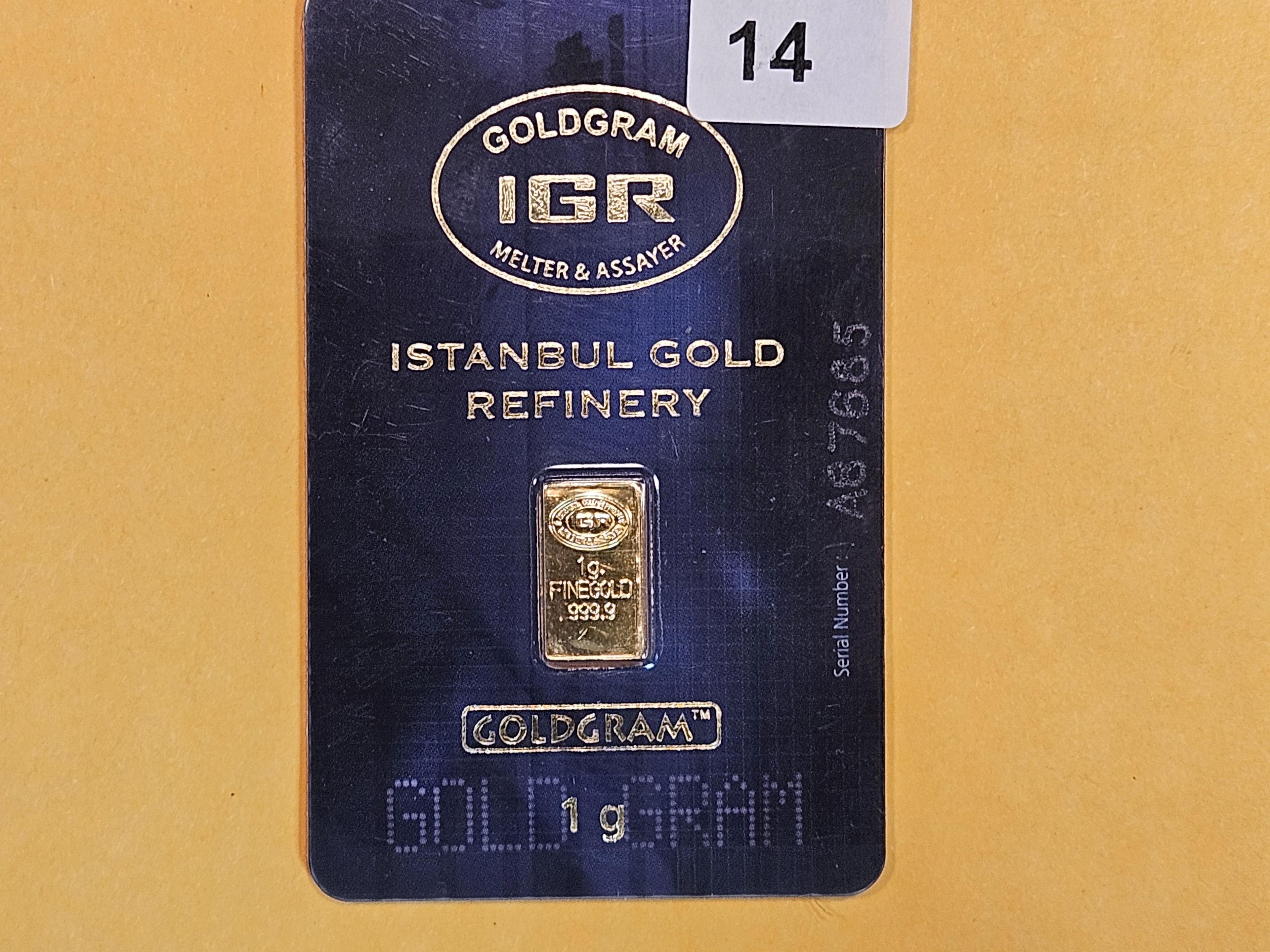 GOLD! Istanbul Gold Refinery One Gram .9999 fine gold bar