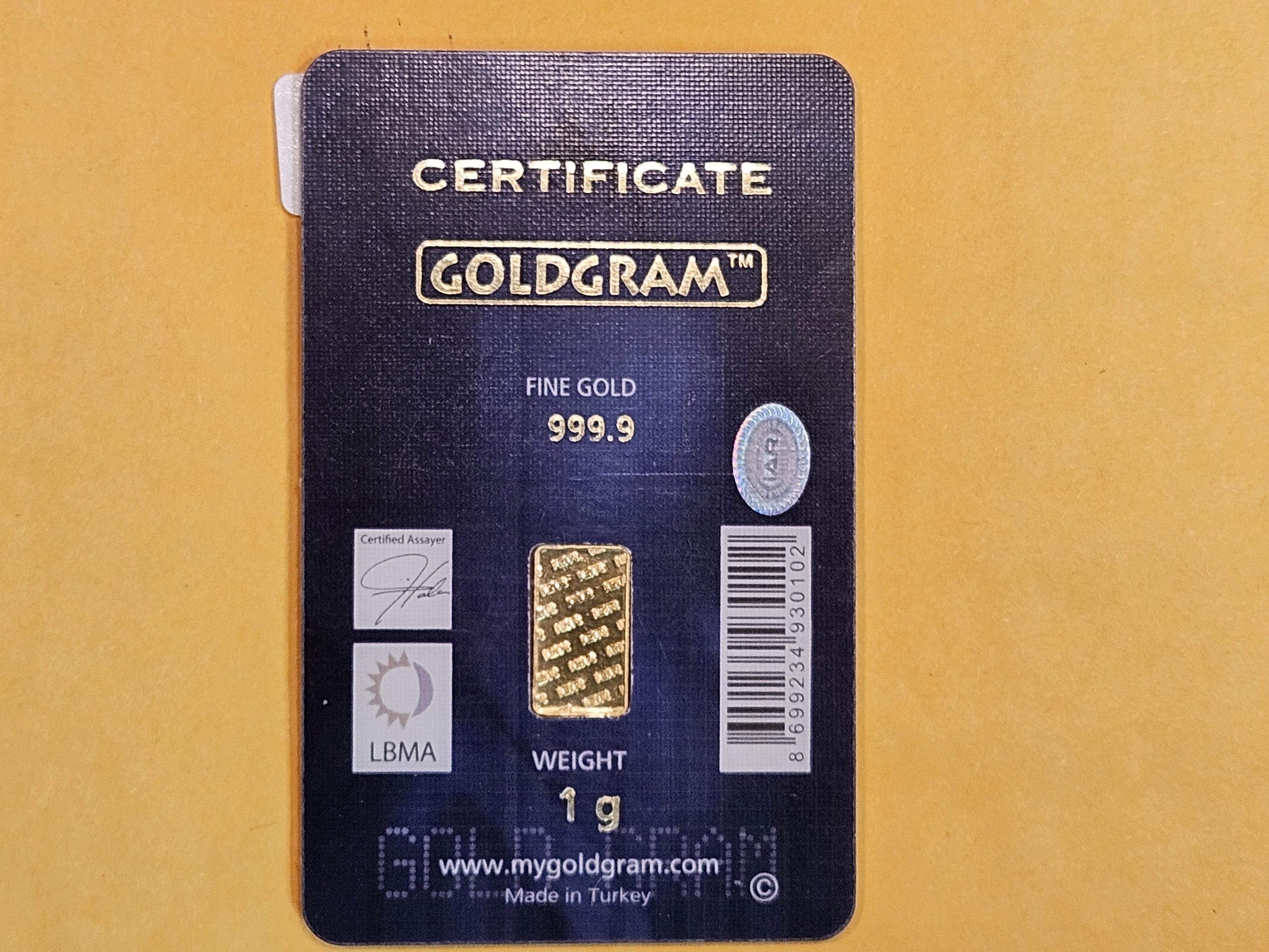 GOLD! Istanbul Gold Refinery One Gram .9999 fine gold bar