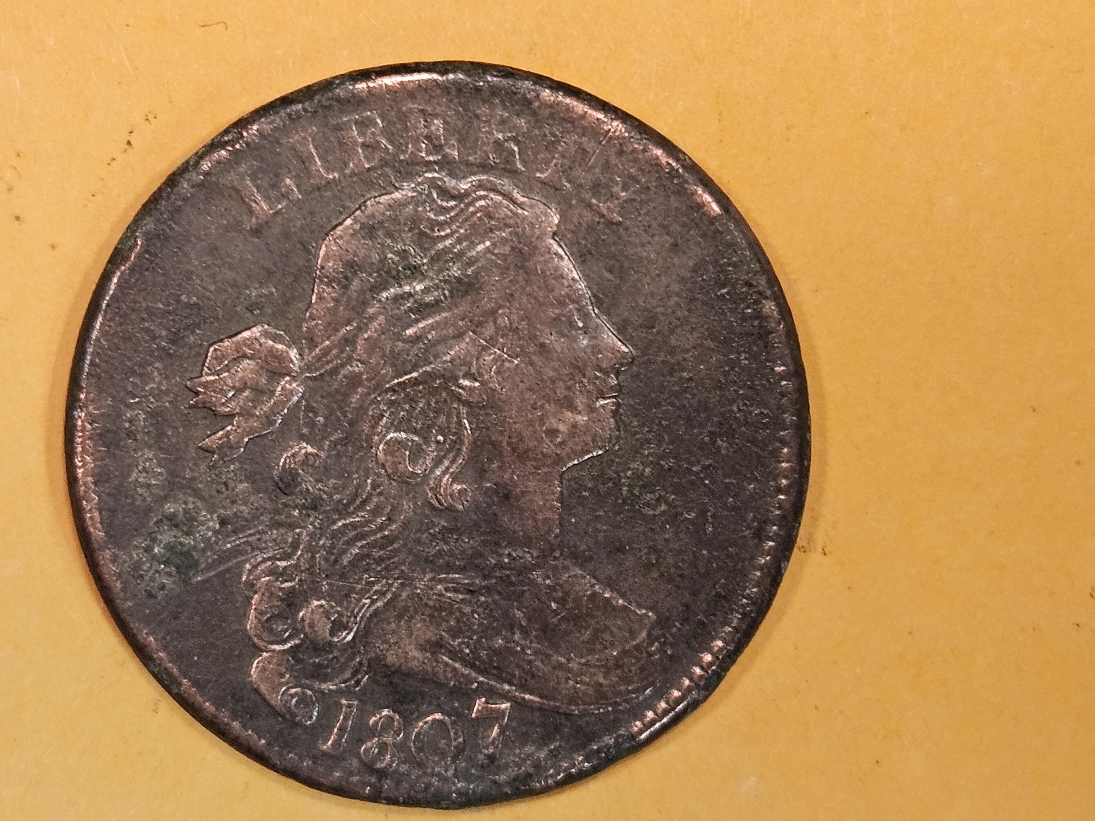 * Key Variety! 1807/6 Draped Bust Large Cent