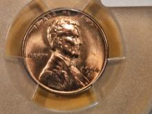 GEM! PCGS 1954-S Wheat cent in Mint State 66 + RED