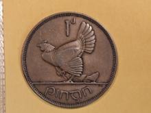 1937 Ireland 1 penny in Extra Fine