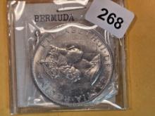 1964 Brilliant Uncirculated Bermuda silver Crown