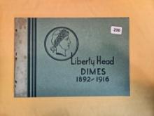 Partially complete Barber silver dime collection