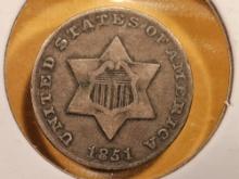 1851 Three Cent Silver Trime