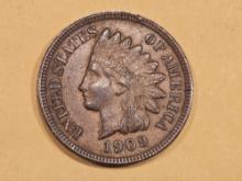 1909 Indian Cent in About Uncirculated - 58