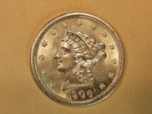 GOLD! Very Choice Brilliant uncirculated 1906 Gold Liberty Head $2.5 dollars