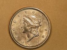 GOLD! Choice Brilliant Uncirculated 1853 Gold Dollar