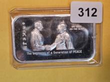 One Troy ounce .999 fine silver Art bar