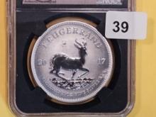 GEM! NGC 2017 South Africa silver 1 Rand in Specimen 69