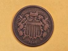 1865 Two Cent piece