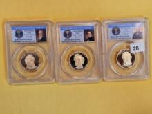 THREE GEM! PCGS Proof 69 Deep Cameo Presidential Dollars