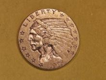 GOLD! Brilliant About Uncirculated 1915 Indian Gold $2.5 Dollars