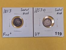 1853 and 1853-O Seated Liberty Half Dimes