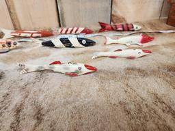 Collection Of 12 Vintage Fish Decoys