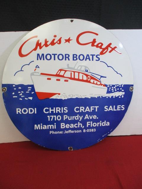 Chris Craft Motorboats Porcelain Advertising Sign