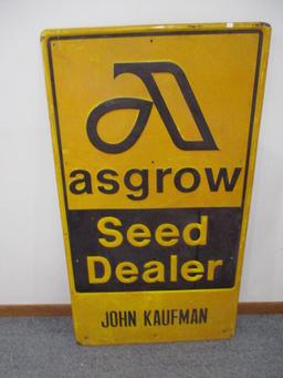 Asgro Seed Dealer Embossed Advertising Sign