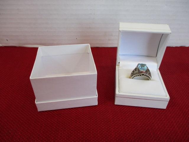 Sterling Silver with Blue Topaz Estate Ring