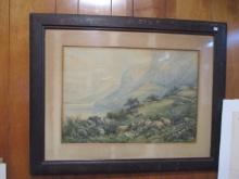 *1893 A. E. Colby Mountain Sheep Pastel Painting