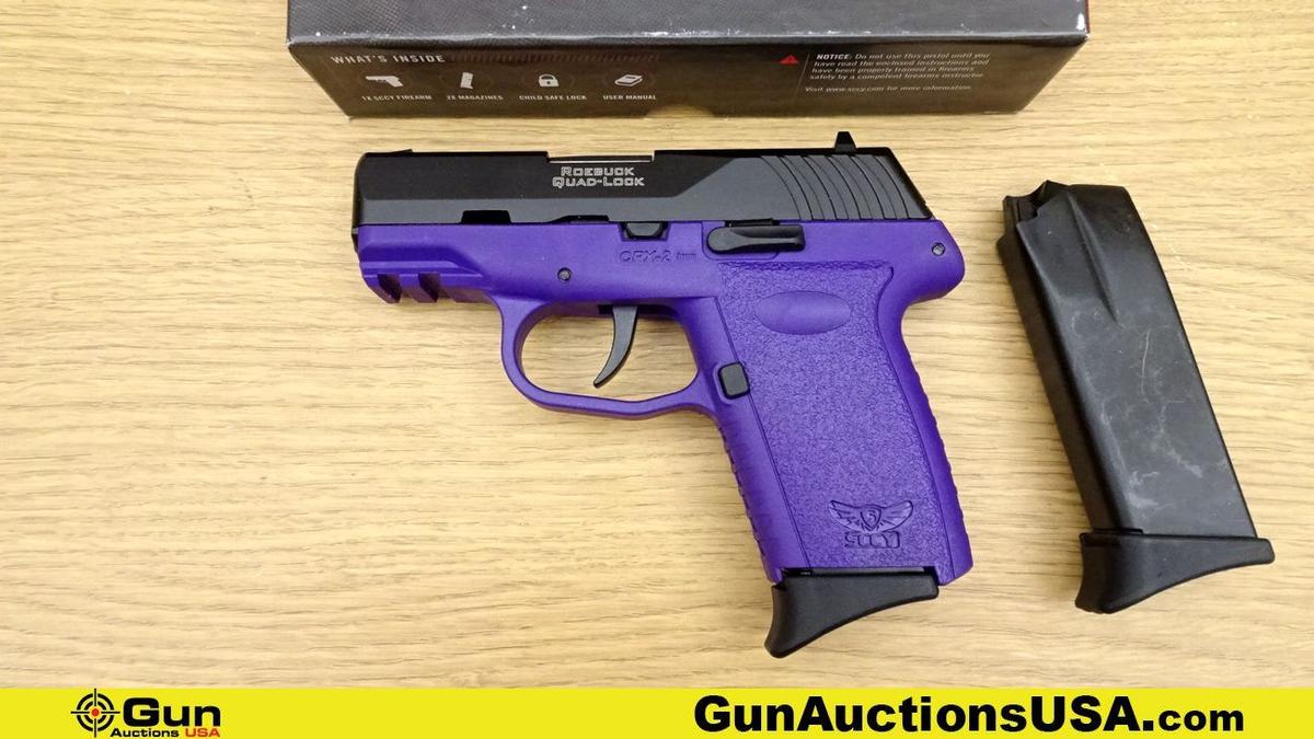 SCCY CPX-2 9MM Pistol. NEW in Box. 3" Barrel. Semi Auto Two Tone, Black Slide with Gorgeous Purple L