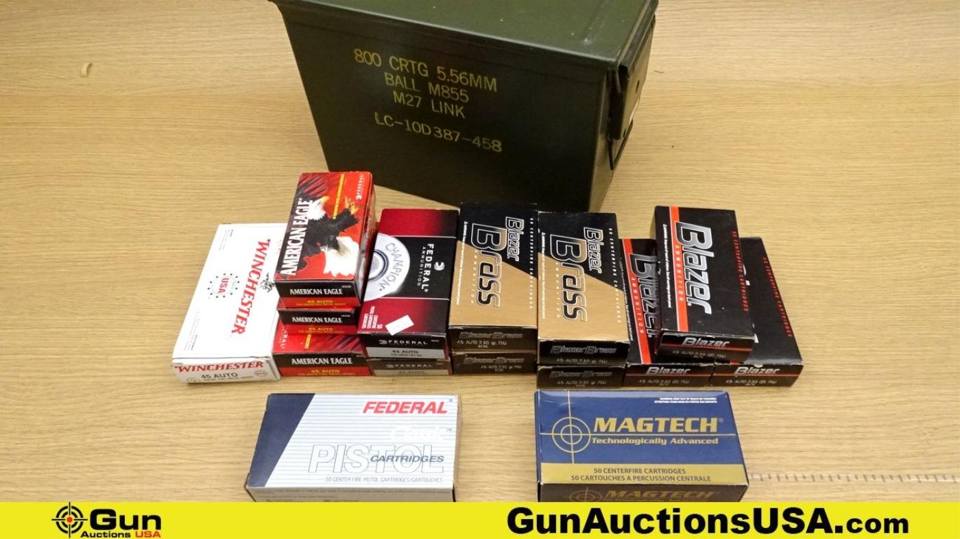 Winchester, Blazer, American Eagle, Etc. 45 AUTO Ammo. 743 Total Rds 45 AUTO 230 Grain FMJ. Includes