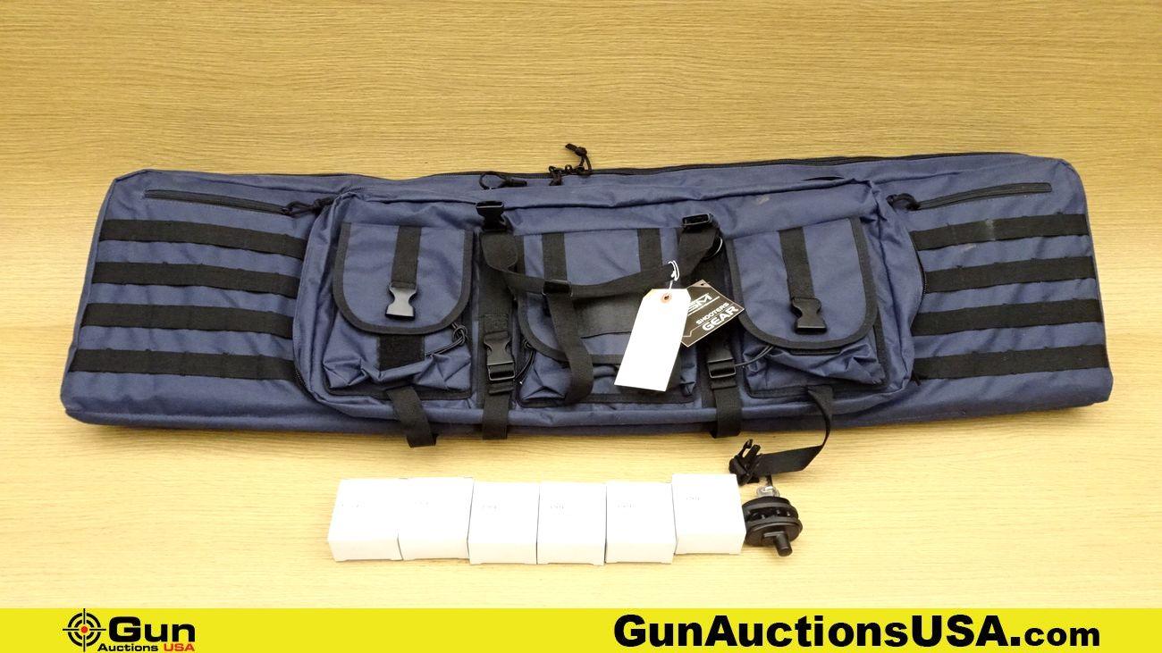 VISM Gun Case. NEW. Blue and Black, Double, Tactical Rifle Case with External Storage Pockets. Inclu