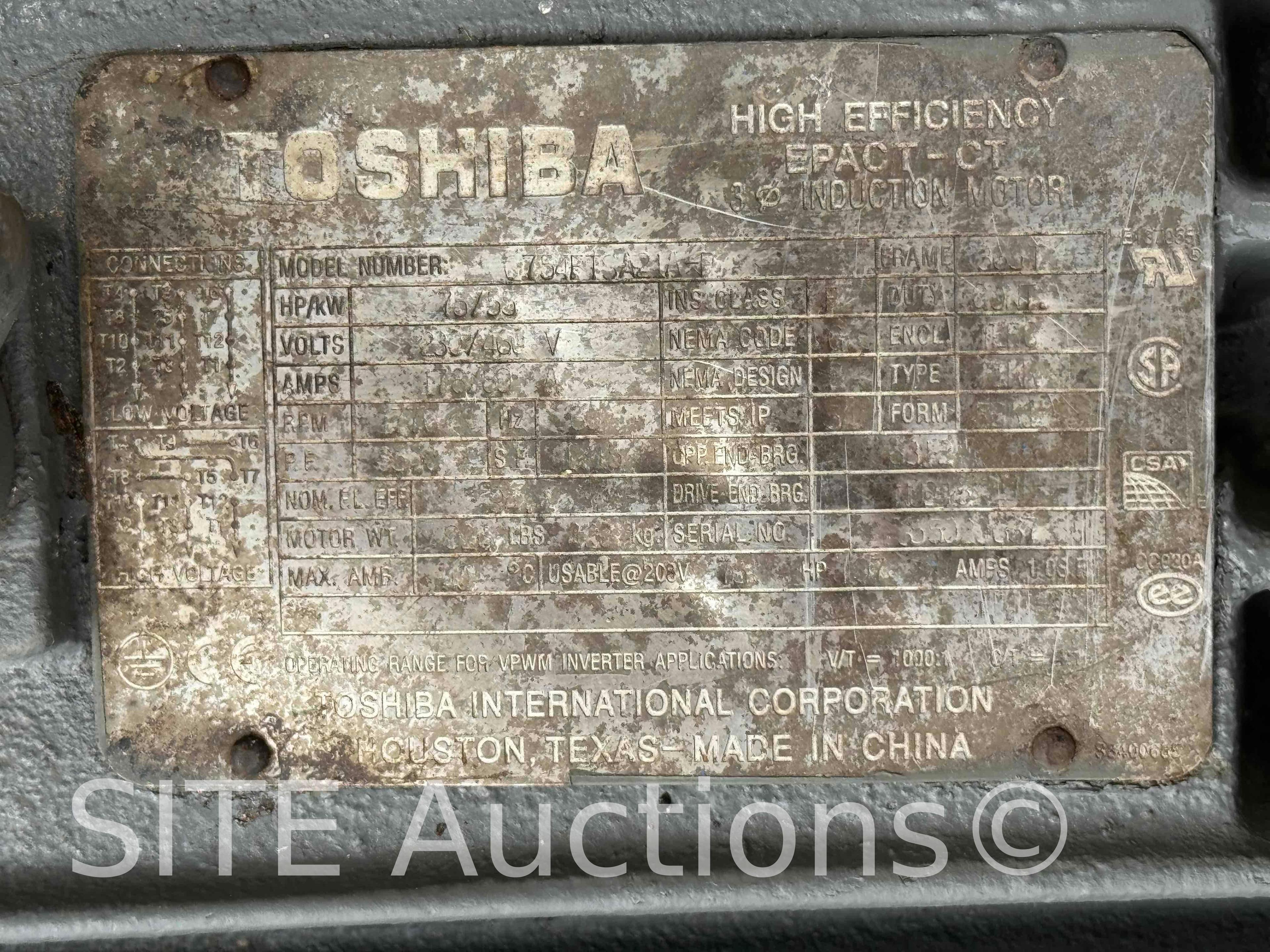 Toshiba 75HP Electric Motor - UNUSED