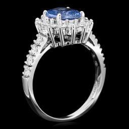 14K White Gold 1.87ct Sapphire and 0.72ct Diamond Ring
