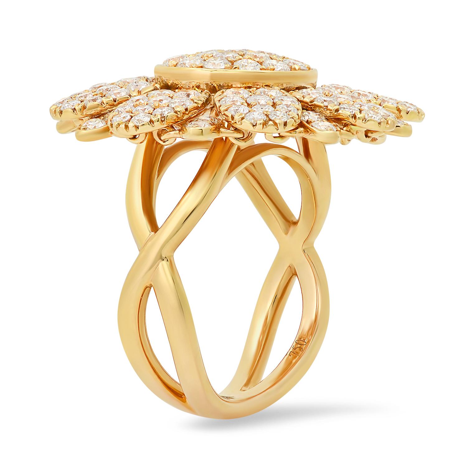 18K Rose Gold Setting with 2.76tcw Diamond Floating Petals" Ladies Ring"