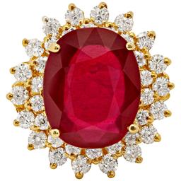 14k Yellow Gold 9.88ct Ruby 1.51ct Diamond Ring