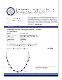 14k White Gold 7.94ct Sapphire 8.82ct Diamond Necklace