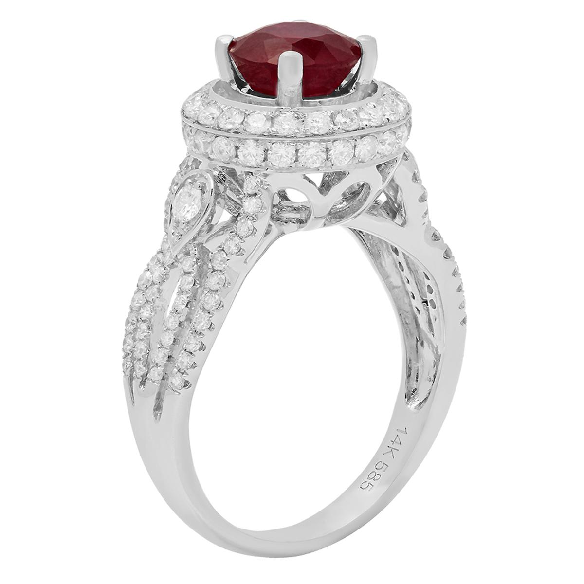 14k White Gold 1.94ct Ruby 0.97ct Diamond Ring