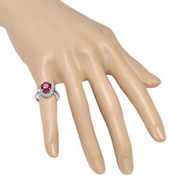 14K White Gold Setting with 2.55ct Ruby and 0.60ct Diamond Ladies Ring