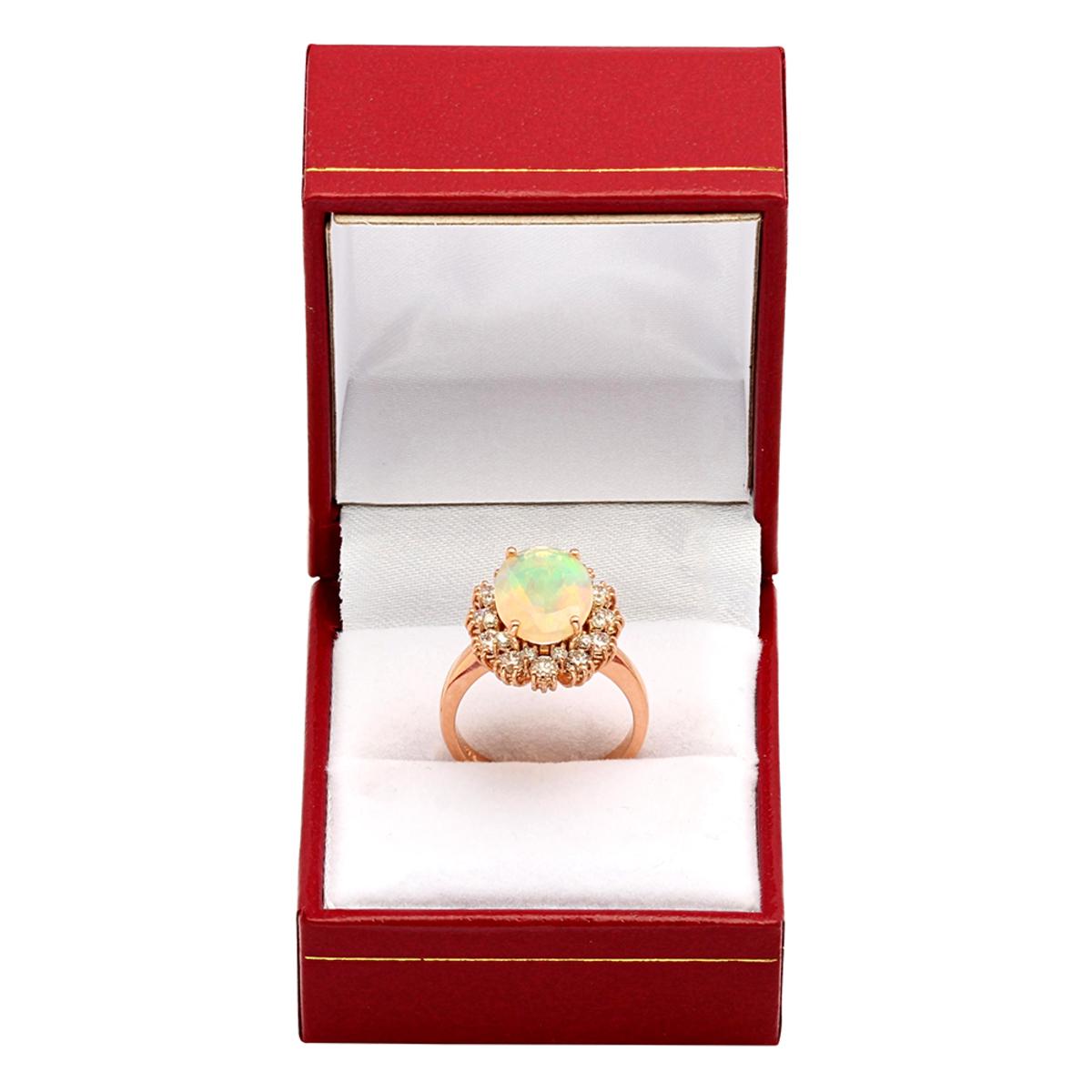 14k Rose Gold 2.56ct Opal 1.16ct Diamond Ring