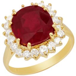 14k Yellow Gold 6.16ct Ruby 0.81ct Diamond Ring