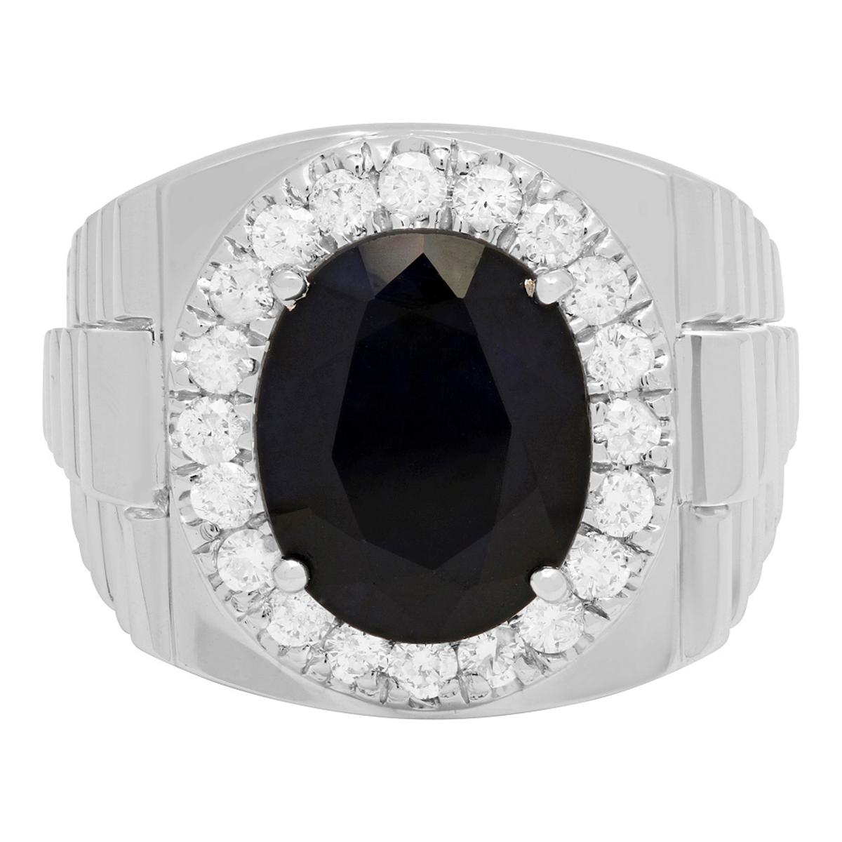 14k White Gold 9.34ct Sapphire 0.82ct Diamond Ring