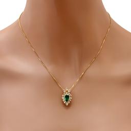18K Yellow Gold Setting with 1.00ct Emerald and 0.93ct Diamond Pendant