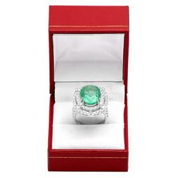 14k White Gold 9.01ct Emerald 2.40ct Diamond Ring