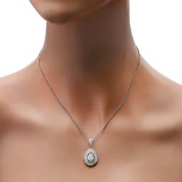 Platinum Setting with 1.46ct Opal and 0.56ct Diamond Pendant