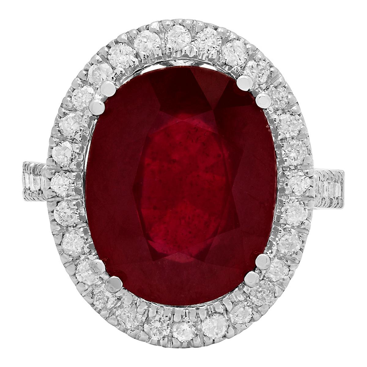 14k White Gold 8.84ct Ruby 0.87ct Diamond Ring