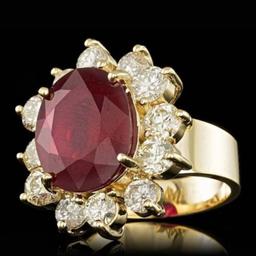 14K Yellow Gold 9.25ct Ruby and 3.17ct Diamond Ring