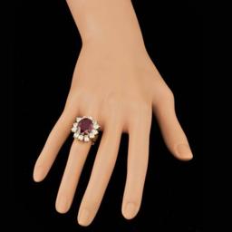 14K Yellow Gold 9.25ct Ruby and 3.17ct Diamond Ring