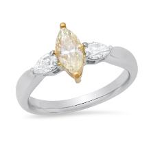 Platinum and 18K Yellow Gold Setting with 0.42ct Center Diamond and 0.77tcw Diamond Ring