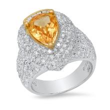 Platinum and 18K Yellow Gold Setting with 2.48ct Gold Tourmaline and 1.90ct Diamond Ring