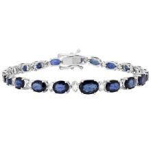 14k White Gold 13.30ct Sapphire 0.60ct Diamond Bracelet