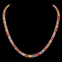 14K Yellow Gold 43.15ct Fancy Color Sapphire and 0.90ct Diamond Necklace