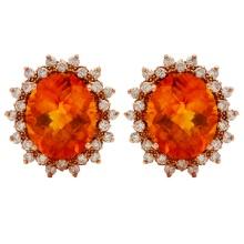 14k Rose Gold 10.96ct Citrine 1.42ct Diamond Earrings