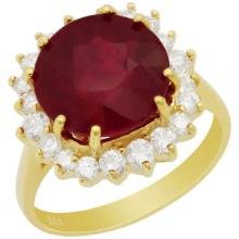 14k Yellow Gold 7.13ct Ruby 0.86ct Diamond Ring