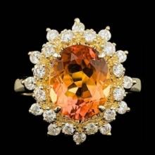 14K Yellow Gold 3.14ct Citrine and 0.64ct Diamond Ring