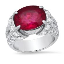 Platinum Setting with 6.01ct Tourmaline and 1.4 ct Diamond Ladies Ring