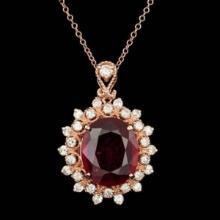 14K Gold 6.23ct Ruby 0.91ct Diamond Pendant